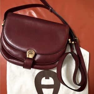 Etienne Aigner Wine Red Crossbody Bag